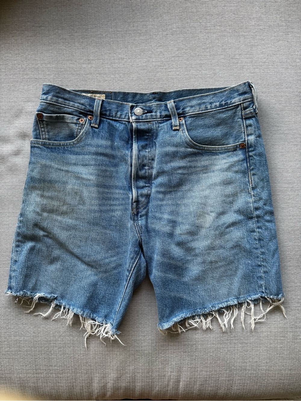 Levi's Light Blue Denim Cut-Off Shorts with Frayed Hem